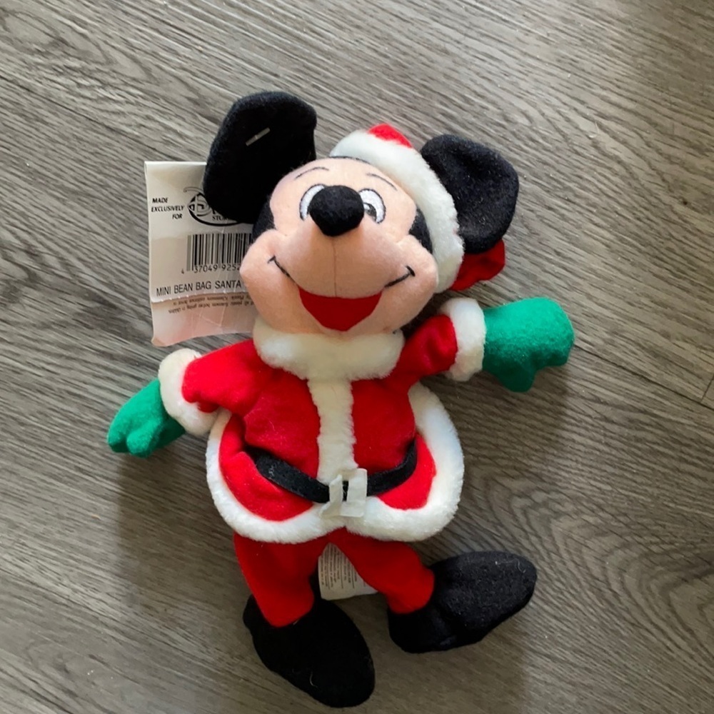 Vintage Mickey mini bean bag Santa Mickey 7”